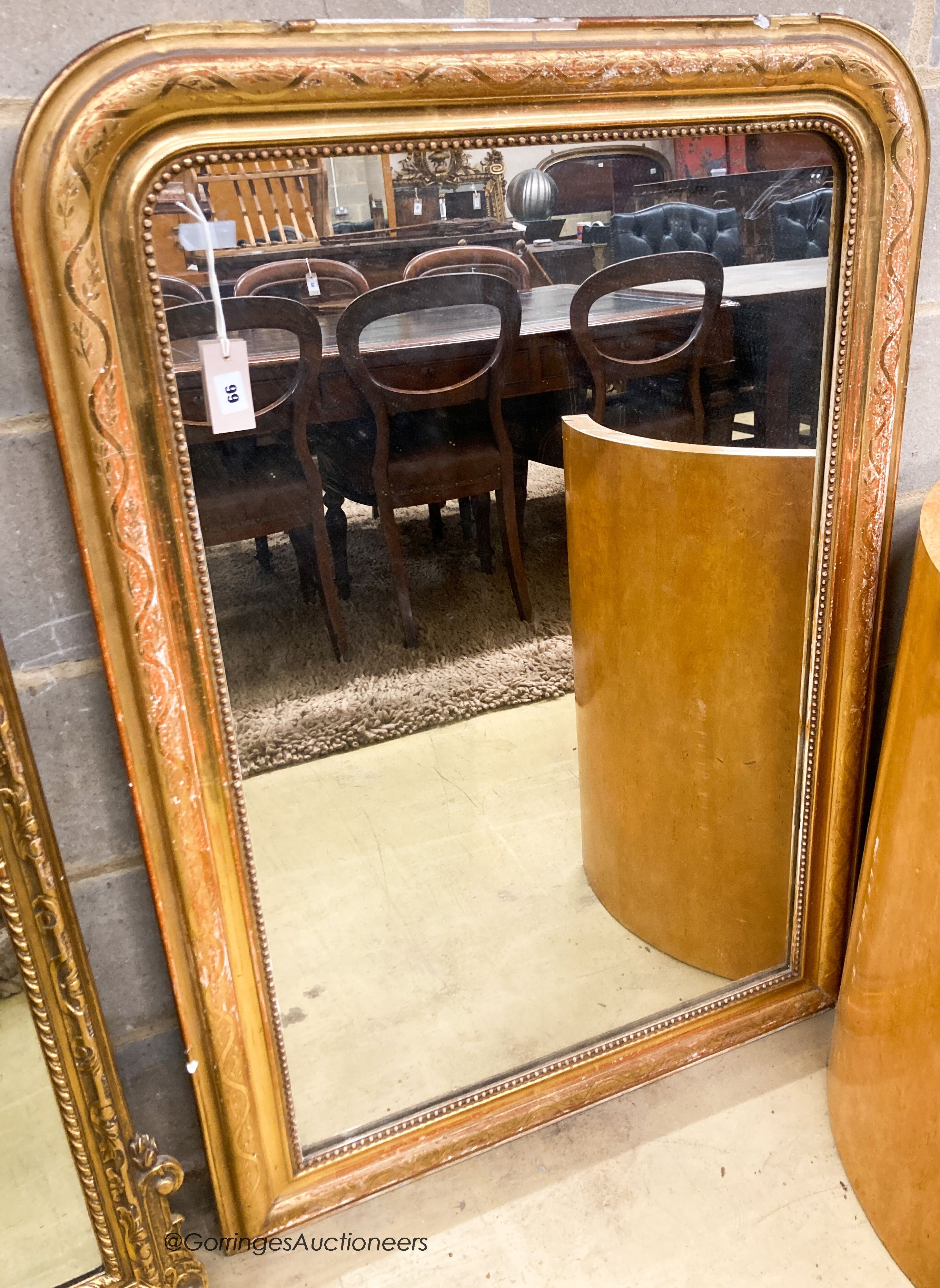 A 19th century French giltwood wall mirror, width 83cm, height 120cm